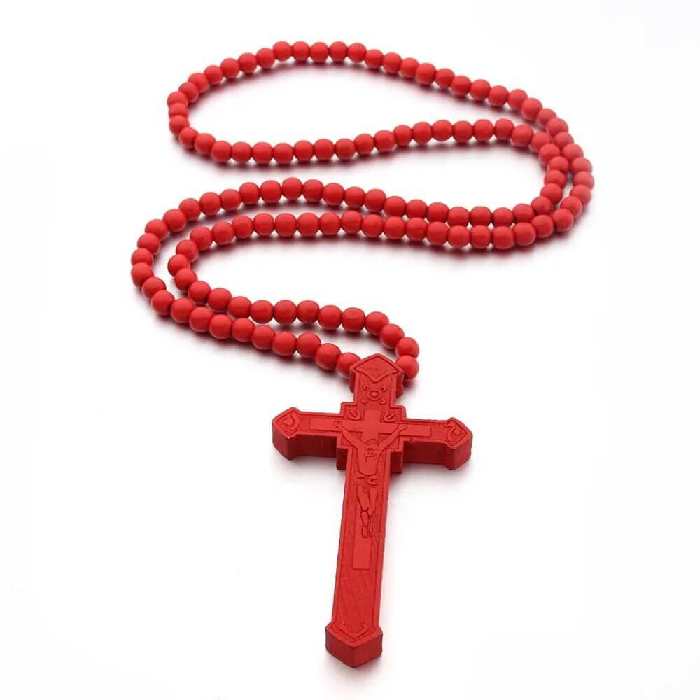 Cross Necklace Wooden Beads | Unisex-Color Options- Great Giftable❗