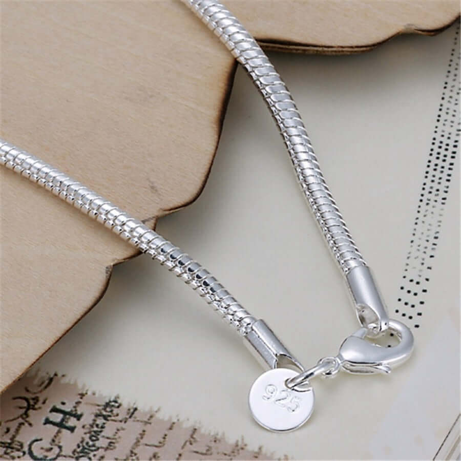 Silver Color 3MM Snake Cute Fashion Women Lady Chain Bracelets High Quality  Jewelry Christmas Gifts Stamped 925
