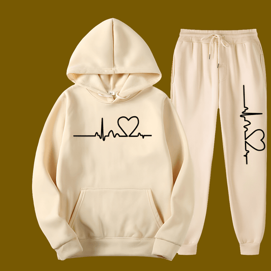 Fleece-Lined Sweater Suit - Unisex Designs Heart Figure Hoodie