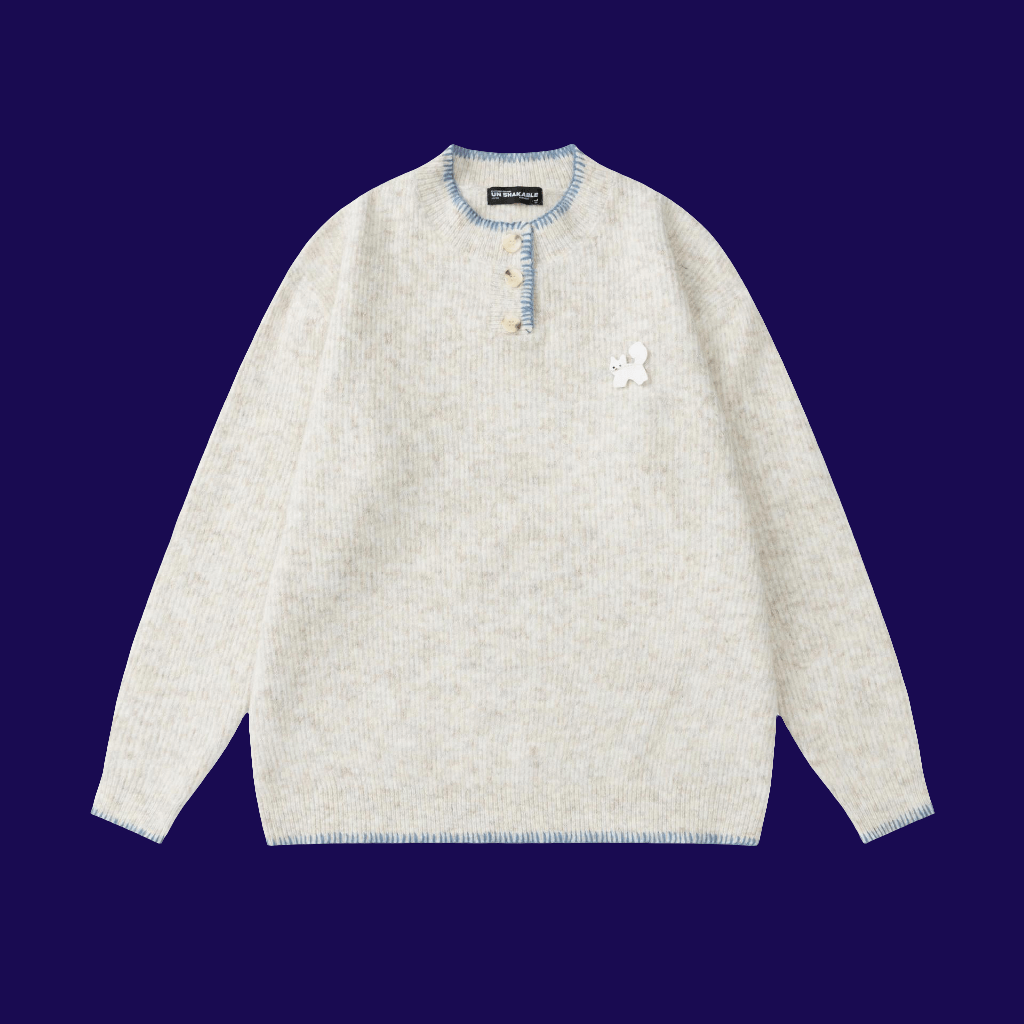 Classic Warm Comfortable Knitted Sweater - Fun Dog 🐶 Embroidery Round Neck