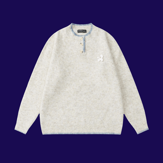 Classic Warm Comfortable Knitted Sweater - Fun Dog 🐶 Embroidery Round Neck