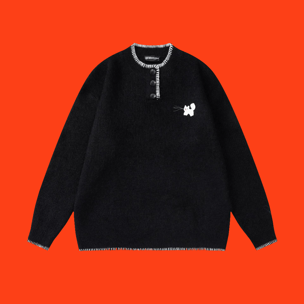 Classic Warm Comfortable Knitted Sweater - Fun Dog 🐶 Embroidery Round Neck