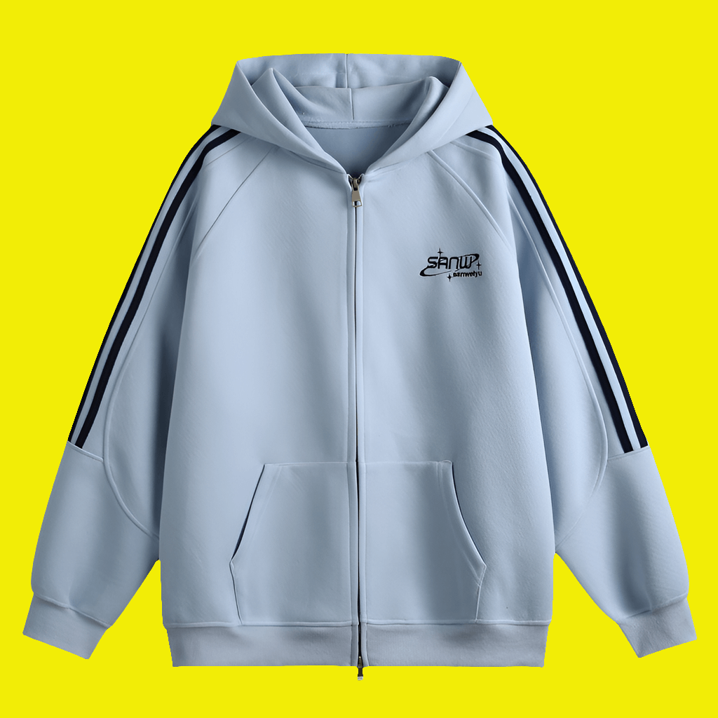 Warm Sporty Cotton Zip Up Jacket - Heavyweight Loose Fit Casual with Hood