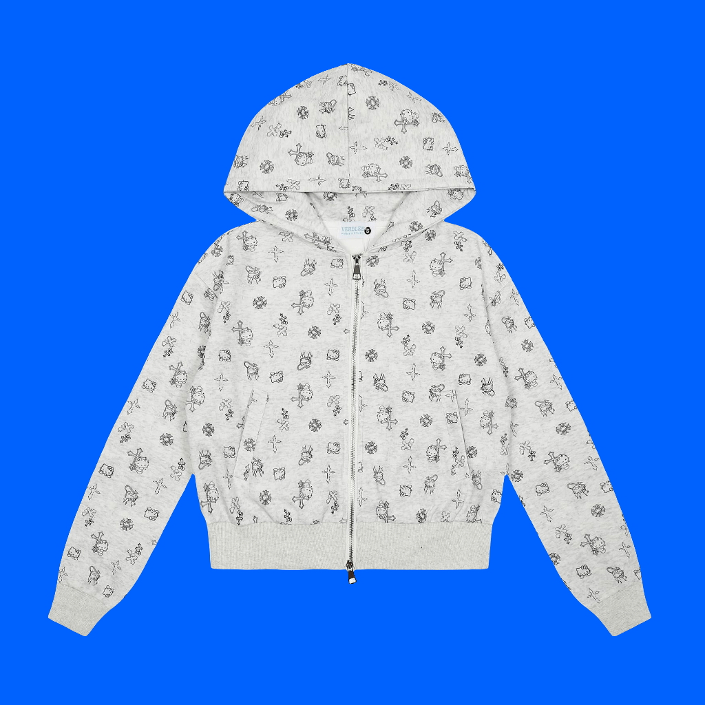 Hip Hello Kitty Zip Up Jacket 😺 Retro High Street Cross Pattern