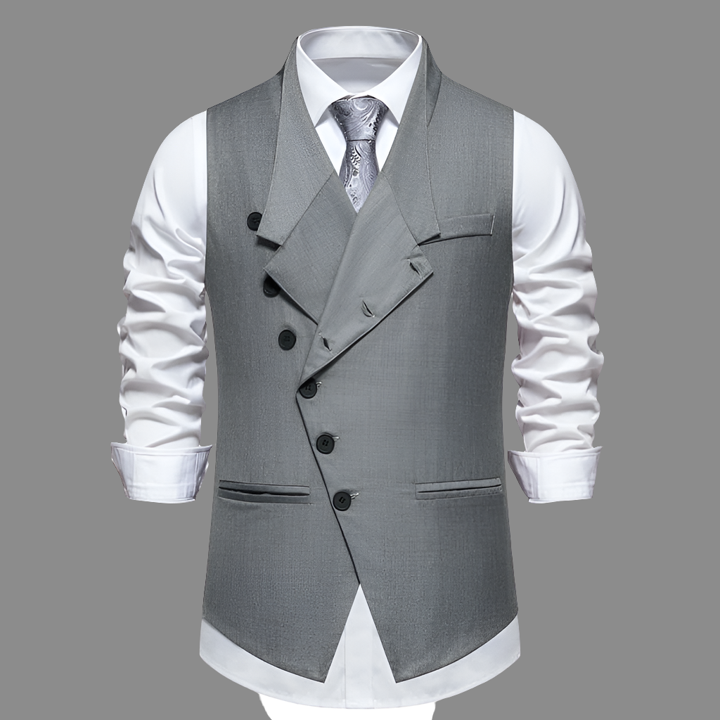 Men's Suit Vest | Solid Color European Oblique Placket-Single-Breasted