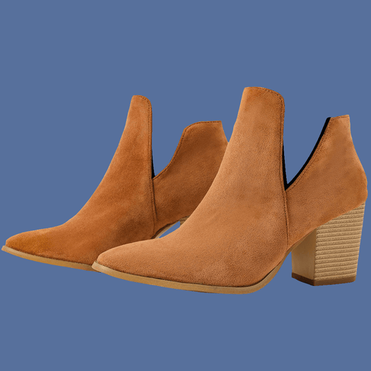 Women's Sexy Martin Boots - Elegant Suede Short Slim Boots with Thick High Heel & Pointed Toe