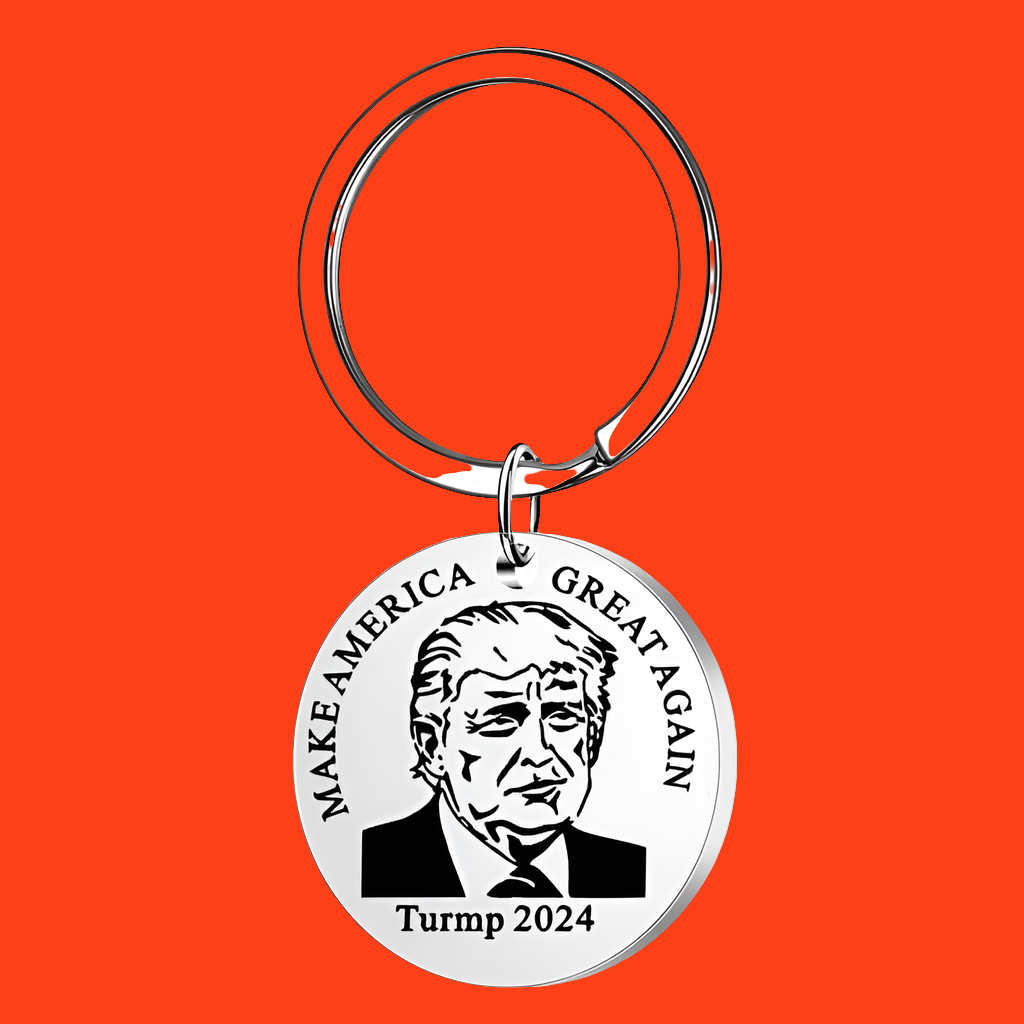 Trump Keychain - Round Stainless Steel Medallion