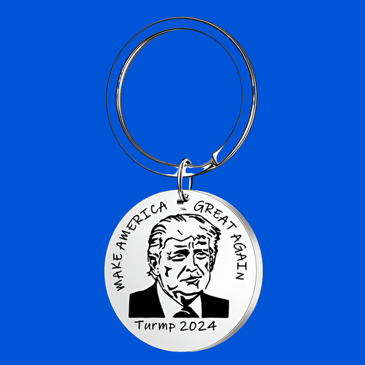 Trump Keychain - Round Stainless Steel Medallion