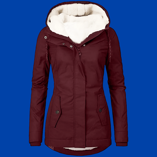 Women's Padded Coat ~ Solid Color Long-Sleeve Zip-Up Fleece