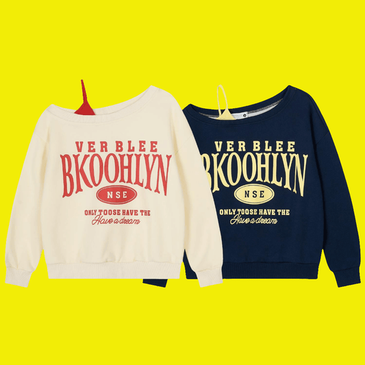 Women's Popular Hip Retro Casual Sweatshirt - Diagonal Shoulder with Strap