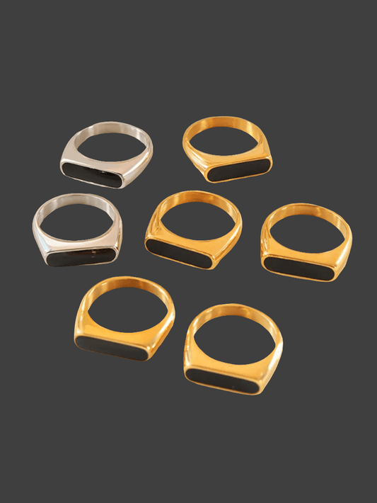 Titanium Steel French Fashion Element Ring - Exaggerated Geometric Weight Glazed