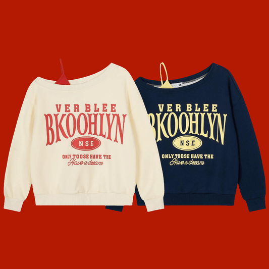 Women's Popular Hip Retro Casual Sweatshirt - Diagonal Shoulder with Strap