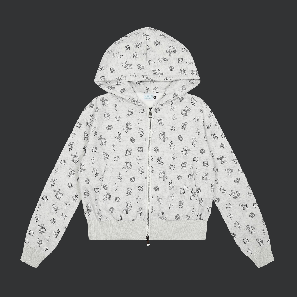 Hip Hello Kitty Zip Up Jacket 😺 Retro High Street Cross Pattern