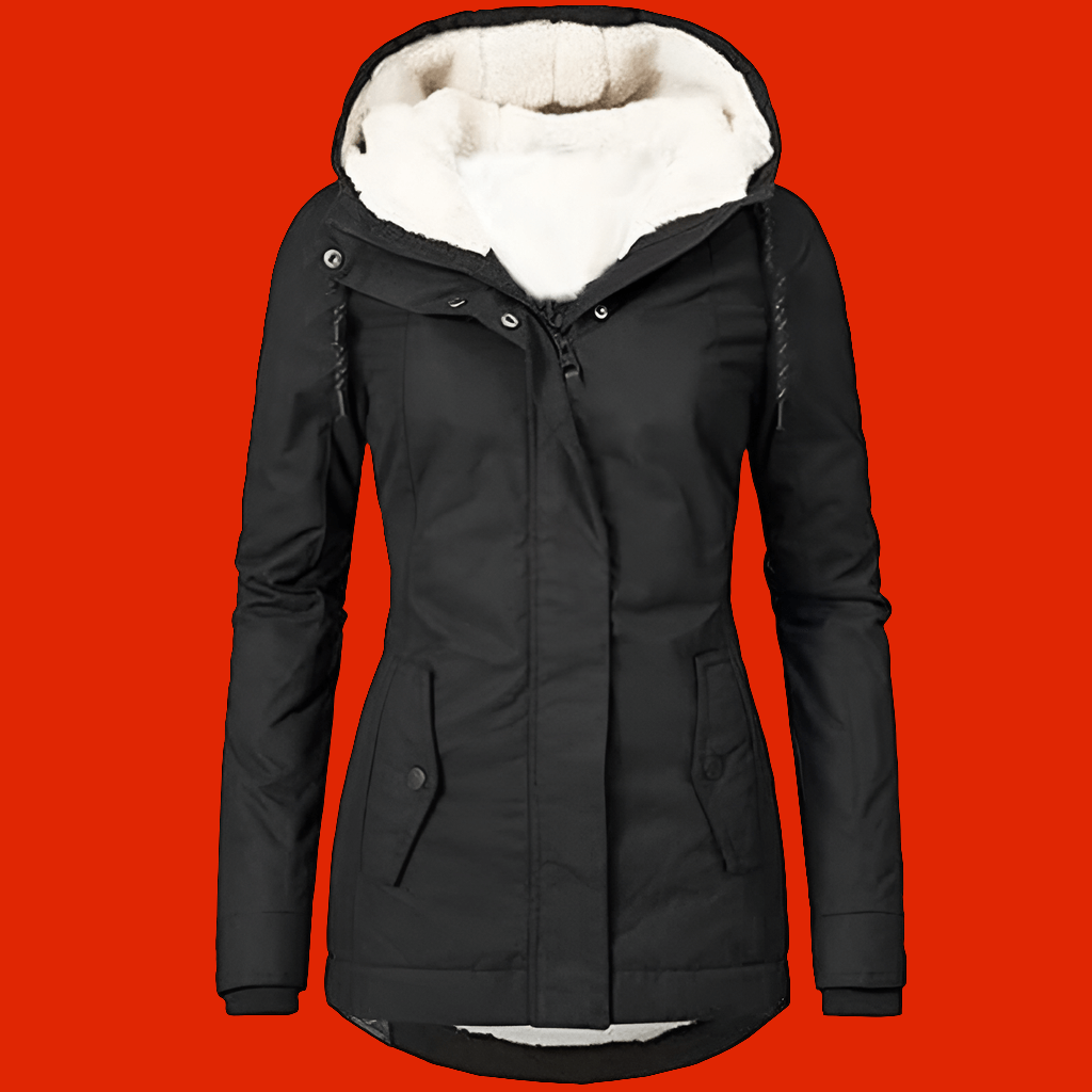 Women's Padded Coat ~ Solid Color Long-Sleeve Zip-Up Fleece