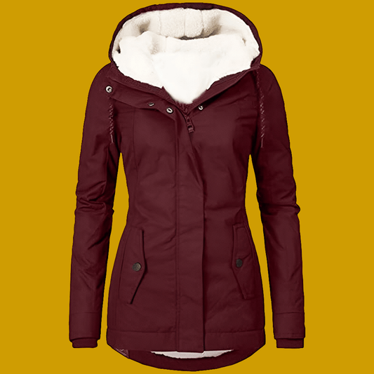 Women's Padded Coat ~ Solid Color Long-Sleeve Zip-Up Fleece