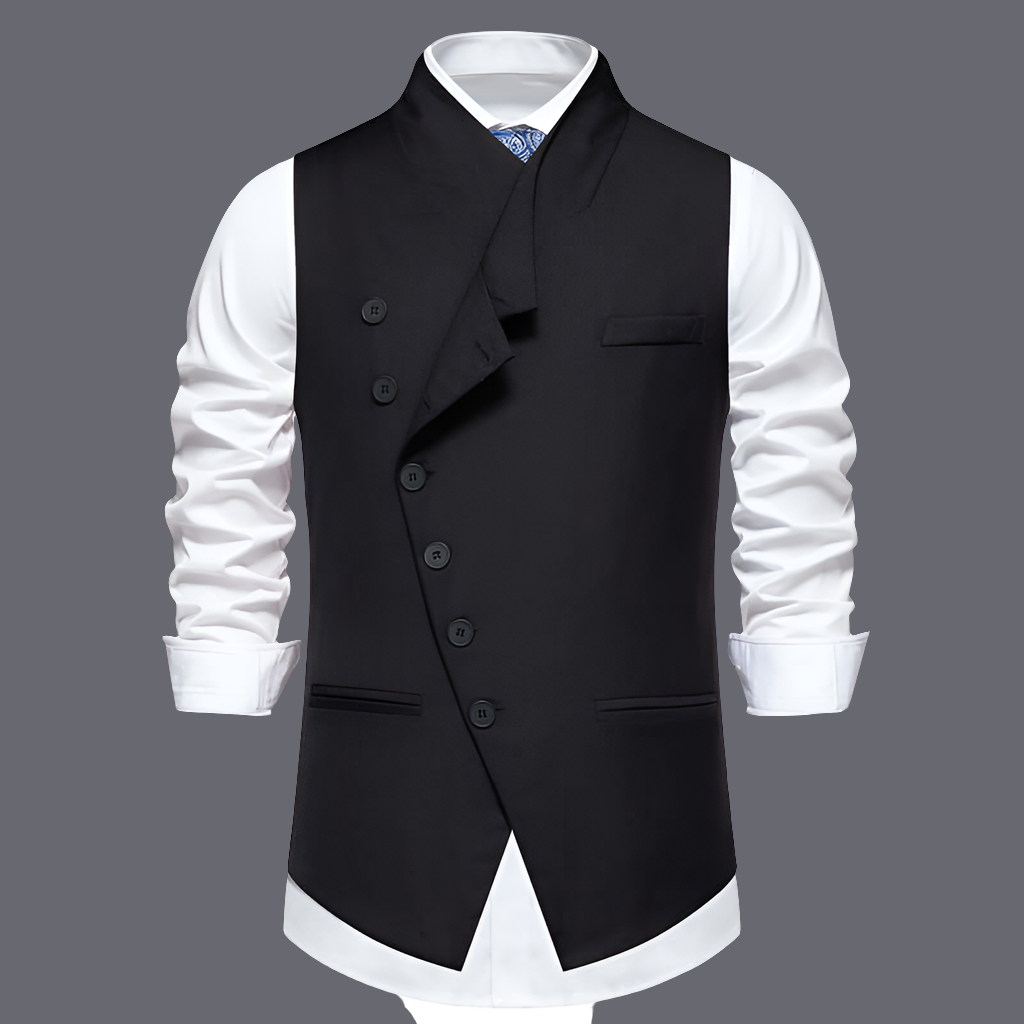 Men's Suit Vest | Solid Color European Oblique Placket-Single-Breasted