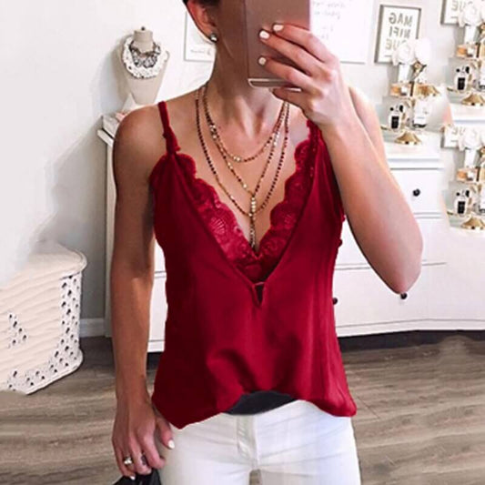 Sexy Camisole ❣️ - Deep V Neck Lace Tank Top