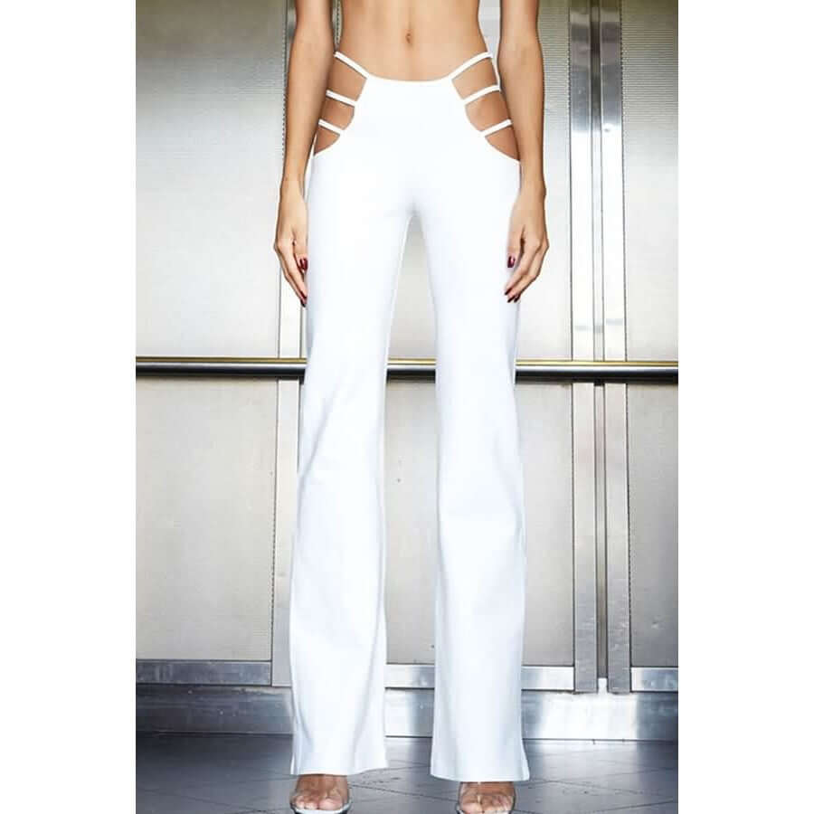 hot style sexy hollow low waist flared pants punk girl slim trousers hip lift slim elastic women's pants