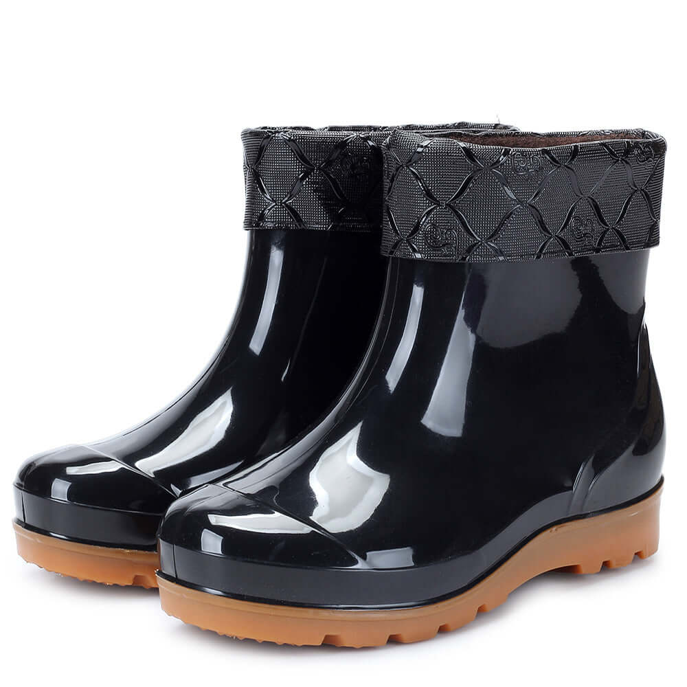 Rubber Rain Boots | Breathable Cotton Insulated-Camouflage Styling or Solid Black