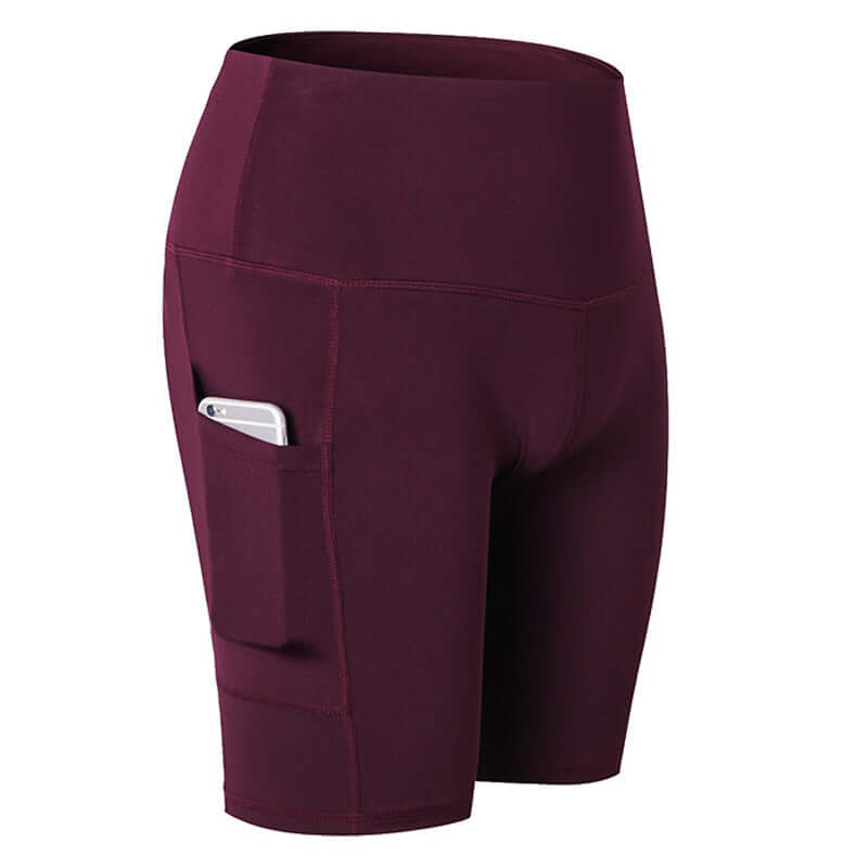 Women's High Waist Yoga-Fitness Shorts w/ Side Pocket