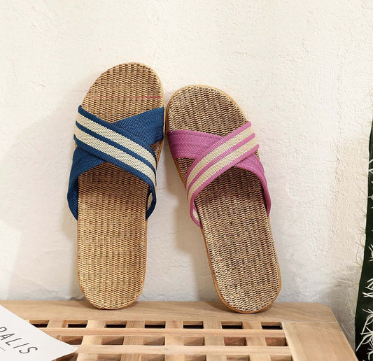 M-16 crossed men and women lovers interior home linen spring and autumn summer four quartz cotton and linen thickened slippers sandals slippers