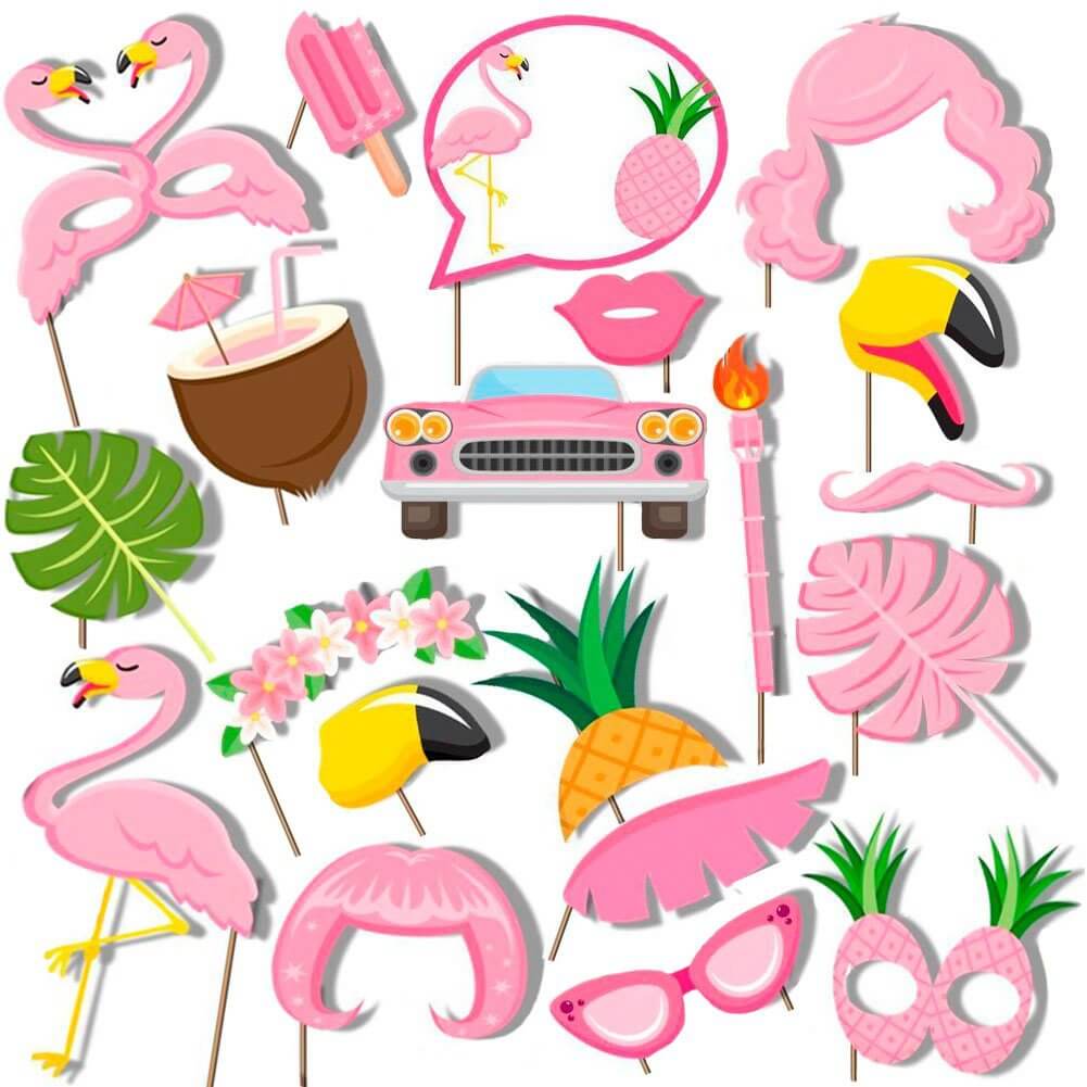 Cross-border specializes in Hawaiian Beach Seafront Vacation Flamingo Birthday Party Party Tour Tips Paper Beard