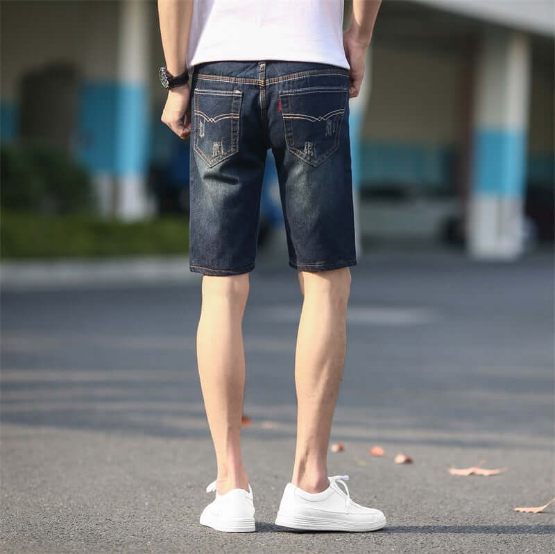 Running foreign trade eBay AliExpress Wholesale summer denim shorts men's hole five pants large size short pants