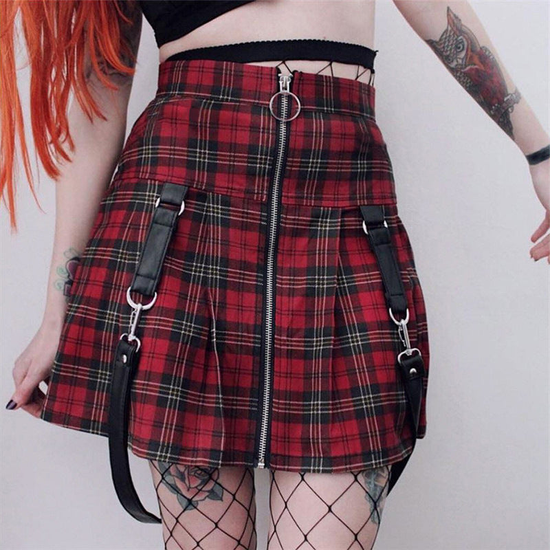 A drop shipping skirt in Europe and the United States, 2020 new AliExpress Amazon lattice zipper A-line skirt skirt