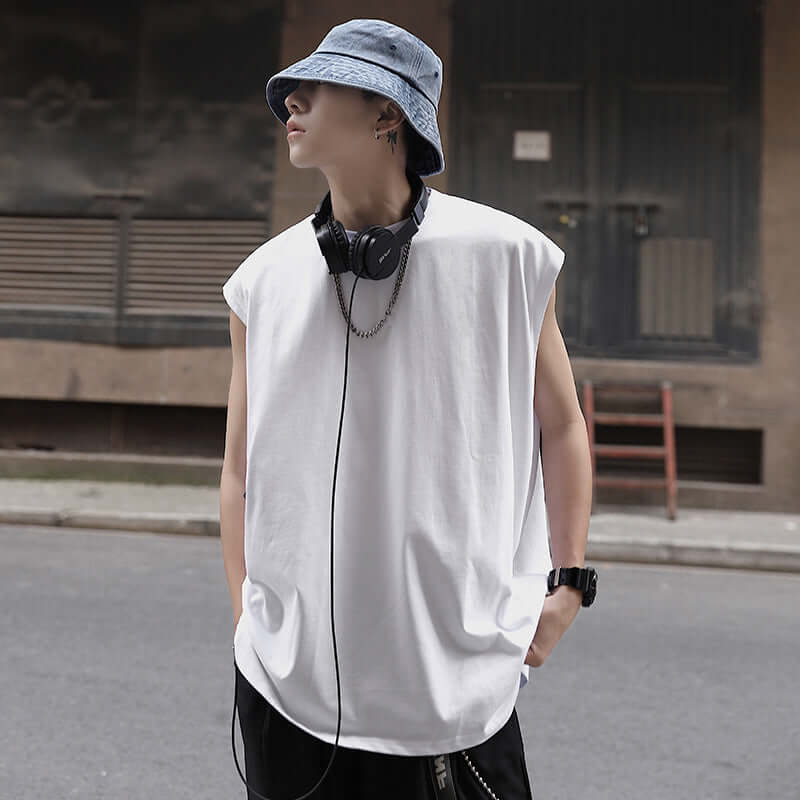 Perth men's casual vest 2021 new summer solid color sleeveless T-shirt Korean student trend sweatshirt men