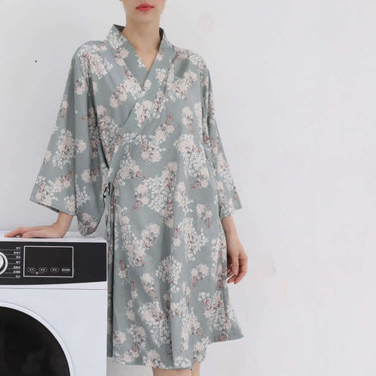 Factory direct ice silk night sleep Chinese style seven-point sleeve sweet Hanfu pajamas Japanese nightgown ladies home service