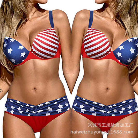 New Cross-Border Amazon Sexy Bikini 👙~ USA Pattern 🇺🇲