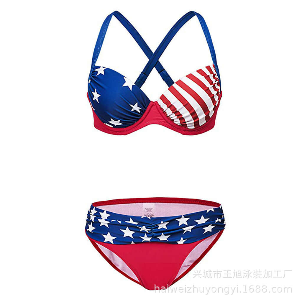 New Cross-Border Amazon Sexy Bikini 👙~ USA Pattern 🇺🇲