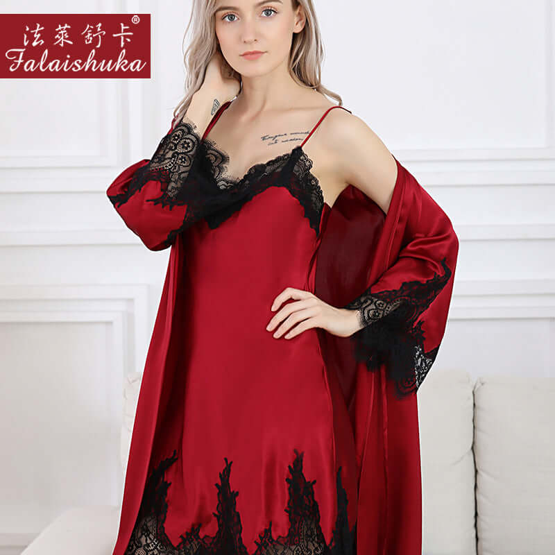 Fareca silk pajamas women's summer sleeve nightmarer suit silk silk sexy home service S5647