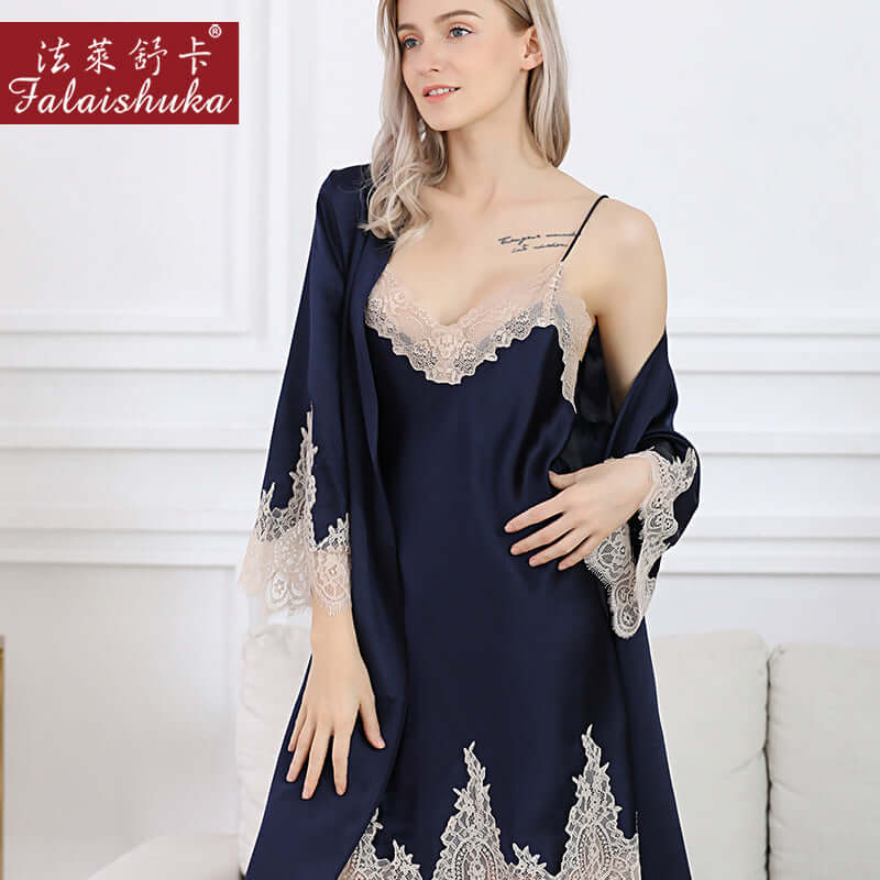 Fareca silk pajamas women's summer sleeve nightmarer suit silk silk sexy home service S5647