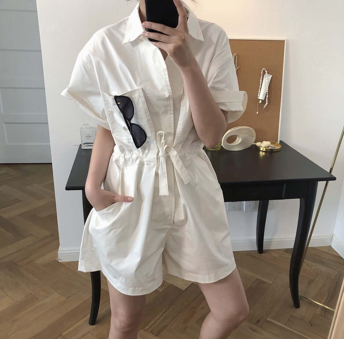 Louu summer new Korean version of the retro simple BF wind-proof casual pants high waist wide leg shorts dress tide women