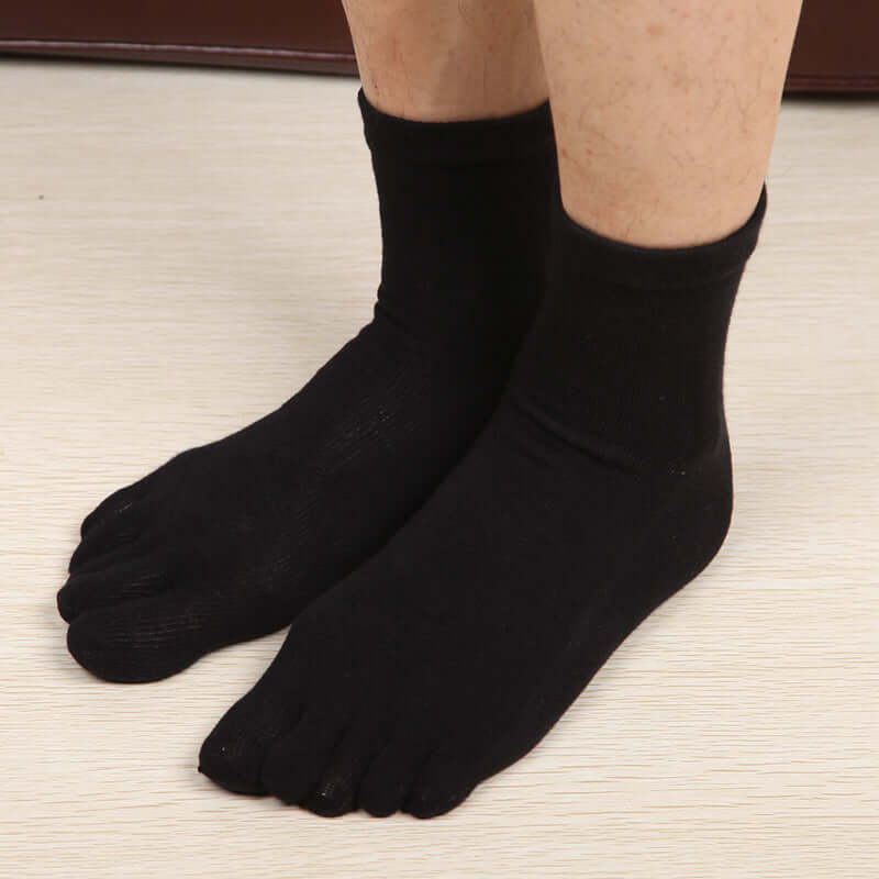 Five finger sock men's cotton business Chinese stockings casual solid color sweat-absorbent warm men's socks part toe sock factory direct sales