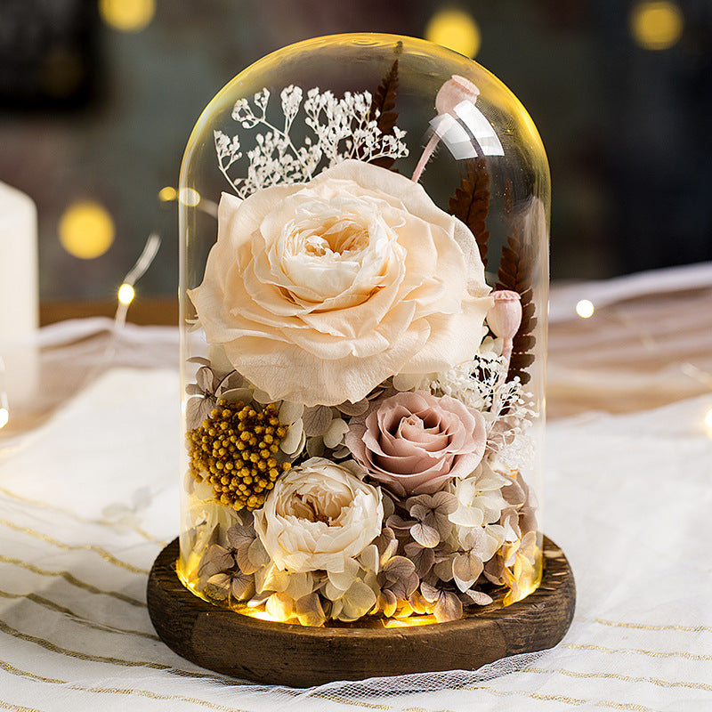 Preserved Flower Glass Cover Finished Rose Wholesale Valentine's Day Gift Preserved Flower Preserved Flower Gift Box One Dropshipping