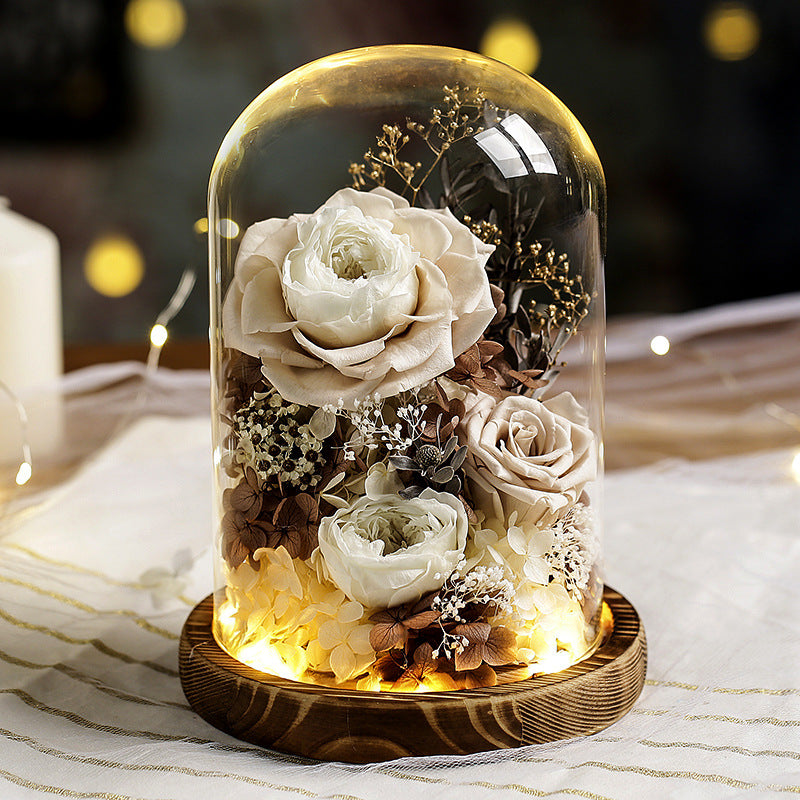 Preserved Flower Glass Cover Finished Rose Wholesale Valentine's Day Gift Preserved Flower Preserved Flower Gift Box One Dropshipping