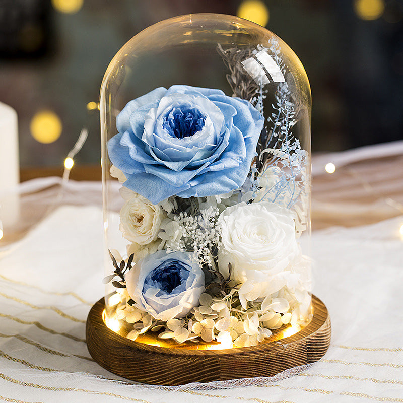 Preserved Flower Glass Cover Finished Rose Wholesale Valentine's Day Gift Preserved Flower Preserved Flower Gift Box One Dropshipping