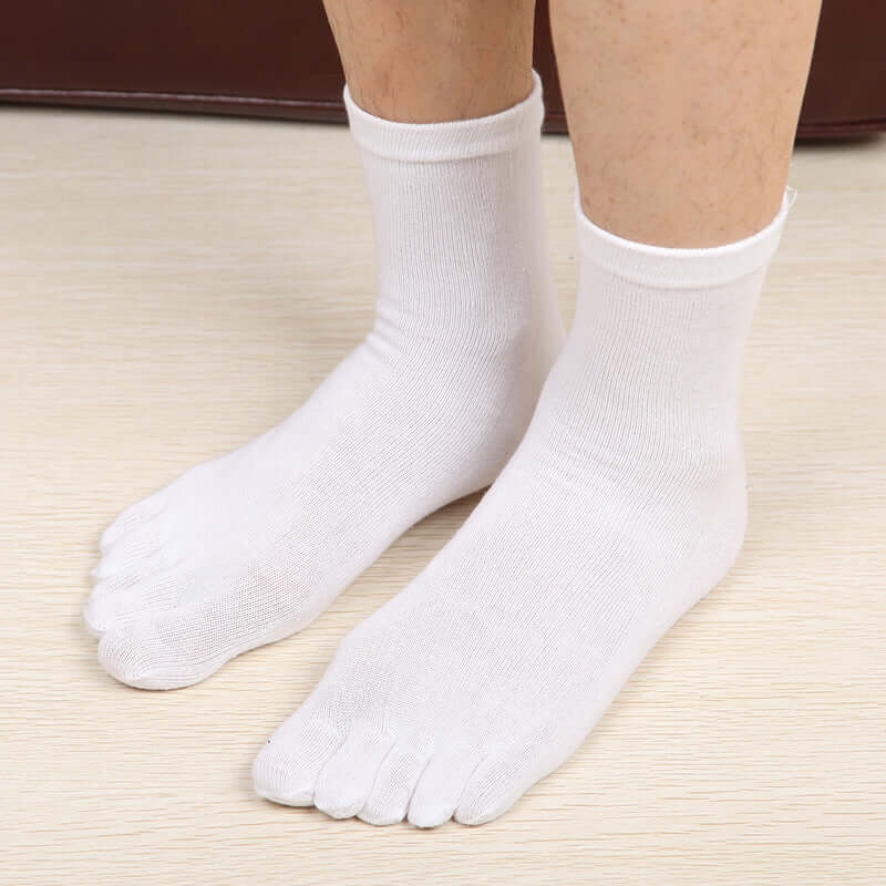 Five finger sock men's cotton business Chinese stockings casual solid color sweat-absorbent warm men's socks part toe sock factory direct sales