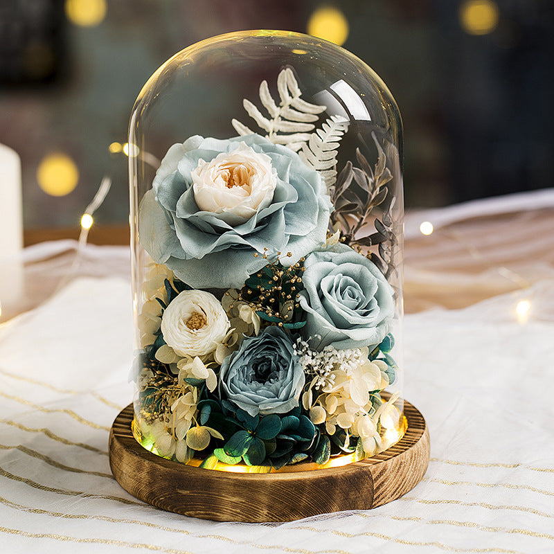 Preserved Flower Glass Cover Finished Rose Wholesale Valentine's Day Gift Preserved Flower Preserved Flower Gift Box One Dropshipping