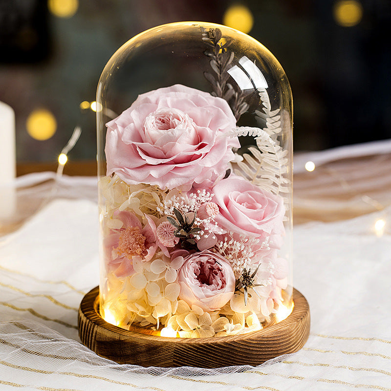 Preserved Flower Glass Cover Finished Rose Wholesale Valentine's Day Gift Preserved Flower Preserved Flower Gift Box One Dropshipping