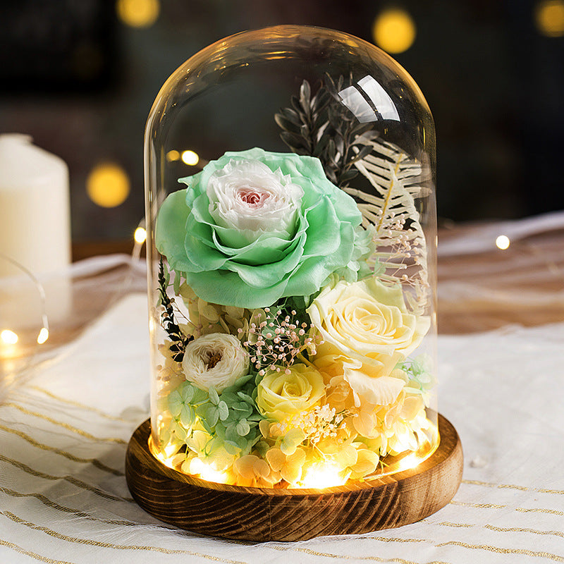 Preserved Flower Glass Cover Finished Rose Wholesale Valentine's Day Gift Preserved Flower Preserved Flower Gift Box One Dropshipping