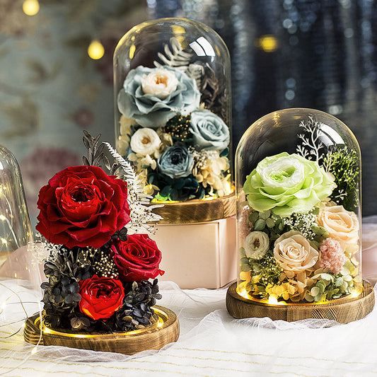 Preserved Flower Glass Cover Finished Rose Wholesale Valentine's Day Gift Preserved Flower Preserved Flower Gift Box One Dropshipping
