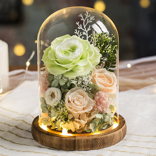 Preserved Flower Glass Cover Finished Rose Wholesale Valentine's Day Gift Preserved Flower Preserved Flower Gift Box One Dropshipping