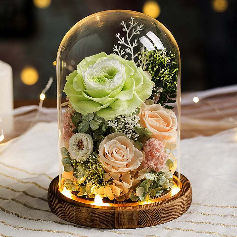 Preserved Flower Glass Cover Finished Rose Wholesale Valentine's Day Gift Preserved Flower Preserved Flower Gift Box One Dropshipping