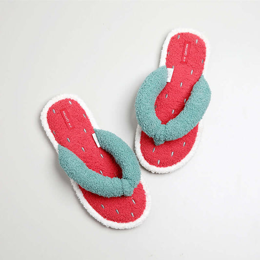 Halluci autumn and winter new soft watermelon flip-flops suede bottom mute indoor home slippers