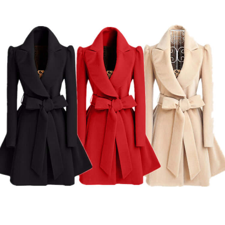 Women's Alluring Wool Coat - Comfy Warm-Beautiful Solid Colors