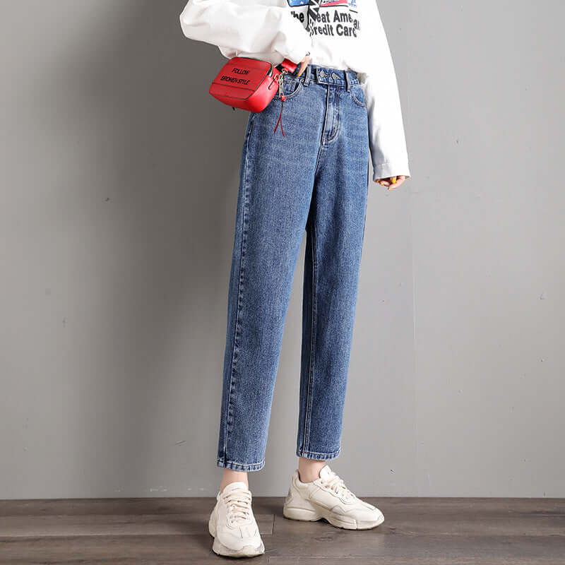 Jeans women 2021 spring new Korean version of high waist loose thin harem pants wild trousers a generation