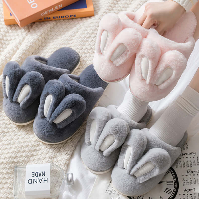 Fun Cotton Slippers - Women's Seasonal Plush Warm Comfort Bunny Ears